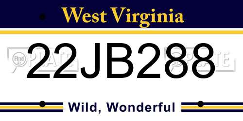 22JB288 West Virginia License Plate