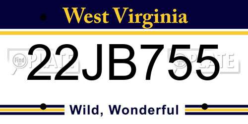 22JB755 West Virginia License Plate