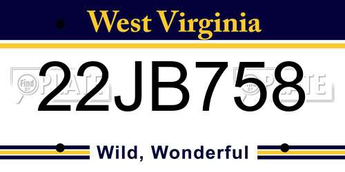 22JB758 West Virginia License Plate