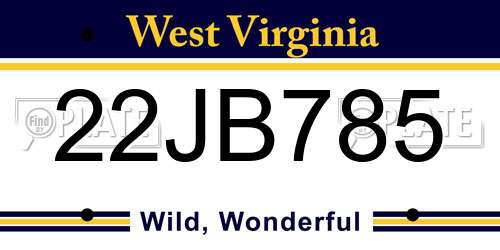 22JB785 West Virginia License Plate