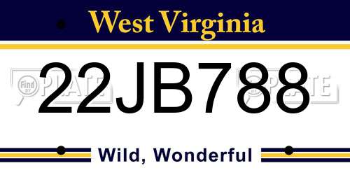 22JB788 West Virginia License Plate