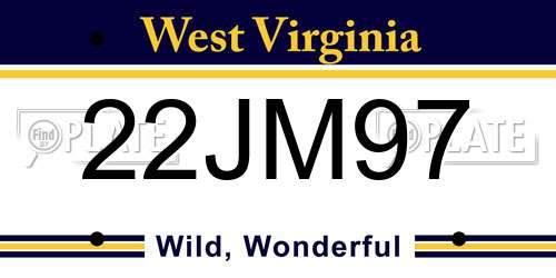 22JM97 West Virginia License Plate