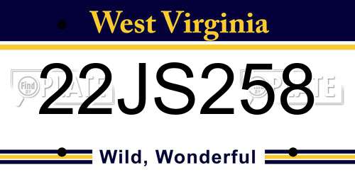 22JS258 West Virginia License Plate