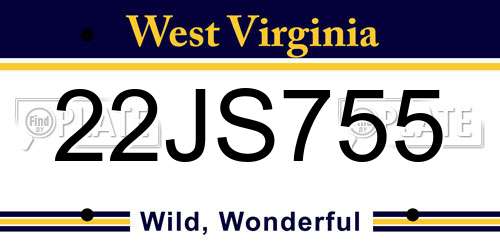 22JS755 West Virginia License Plate