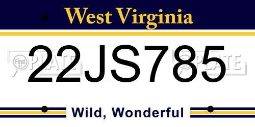 22JS785 West Virginia License Plate