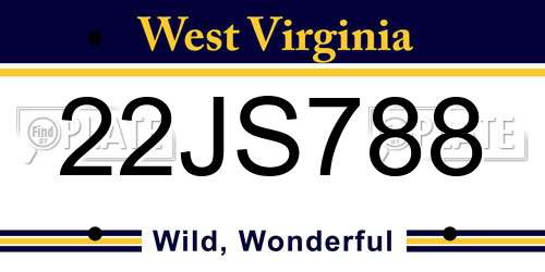 22JS788 West Virginia License Plate