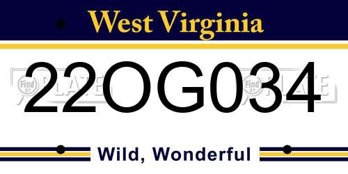 22OG034 West Virginia License Plate