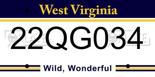 22QG034 West Virginia License Plate