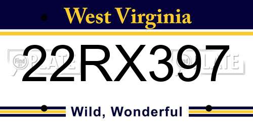 22RX397 West Virginia License Plate