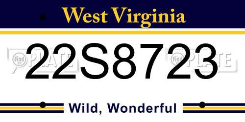22S8723 West Virginia License Plate