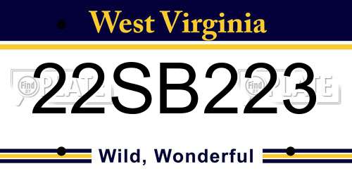 22SB223 West Virginia License Plate