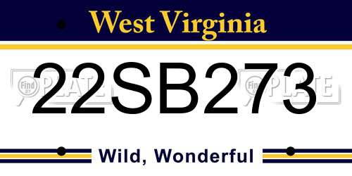 22SB273 West Virginia License Plate