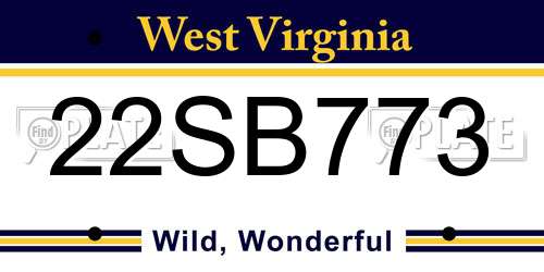 22SB773 West Virginia License Plate