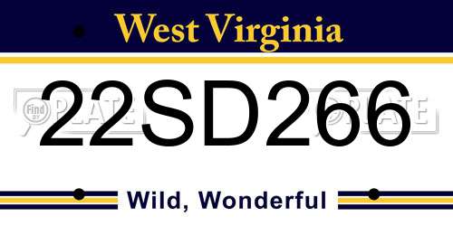 22SD266 West Virginia License Plate