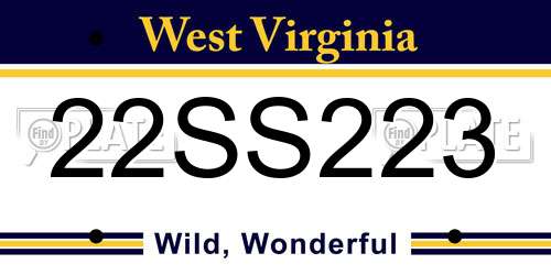 22SS223 West Virginia License Plate