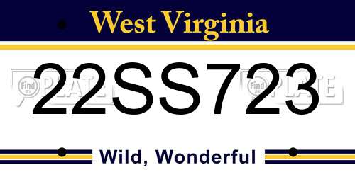 22SS723 West Virginia License Plate