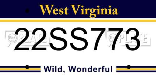 22SS773 West Virginia License Plate