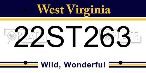 22ST263 West Virginia License Plate