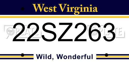 22SZ263 West Virginia License Plate