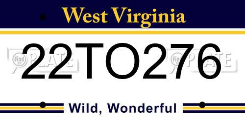 22TO276 West Virginia License Plate