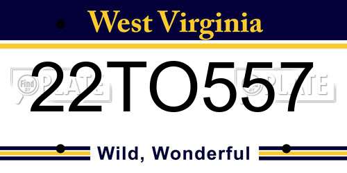 22TO557 West Virginia License Plate