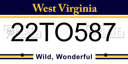 22TO587 West Virginia License Plate