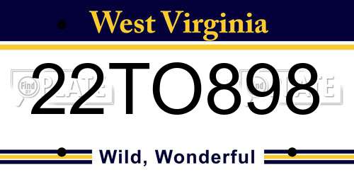 22TO898 West Virginia License Plate