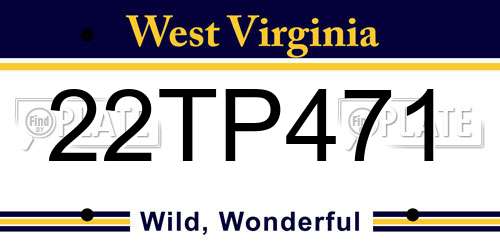 22TP471 West Virginia License Plate
