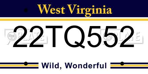 22TQ552 West Virginia License Plate