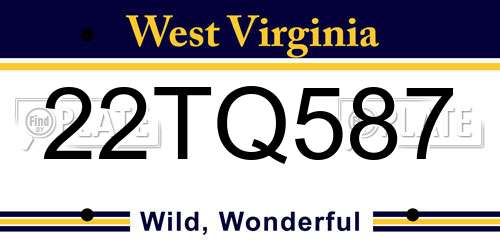 22TQ587 West Virginia License Plate