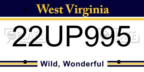 22UP995 West Virginia License Plate