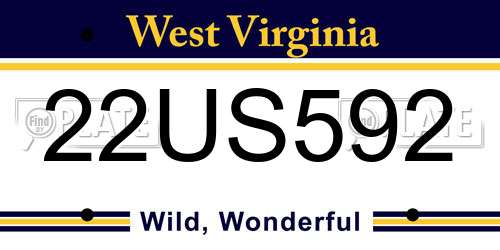 22US592 West Virginia License Plate