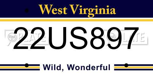 22US897 West Virginia License Plate