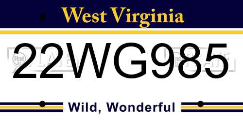 22WG985 West Virginia License Plate