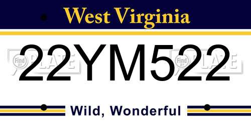 22YM522 West Virginia License Plate