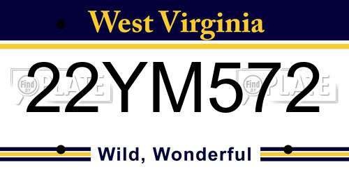 22YM572 West Virginia License Plate