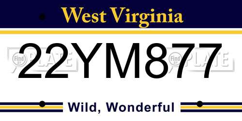 22YM877 West Virginia License Plate