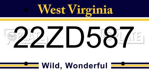 22ZD587 West Virginia License Plate