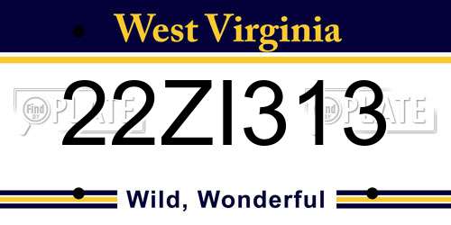 22ZI313 West Virginia License Plate