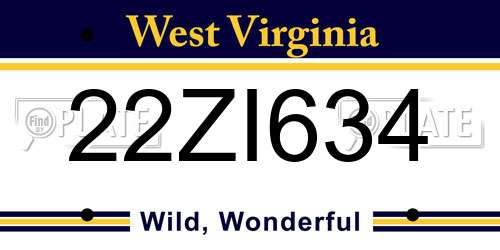 22ZI634 West Virginia License Plate