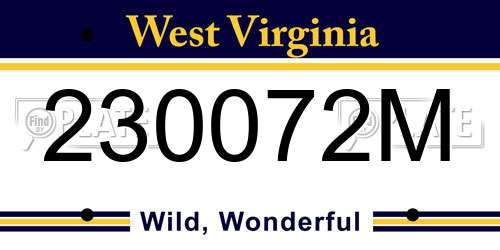 230072M West Virginia License Plate