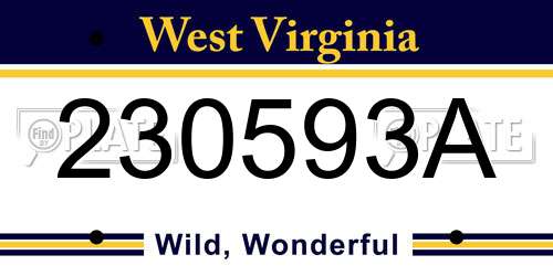 230593A West Virginia License Plate
