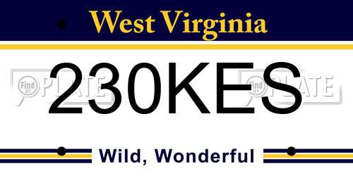 230KES West Virginia License Plate