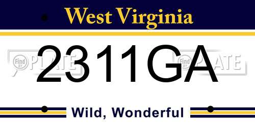 2311GA West Virginia License Plate