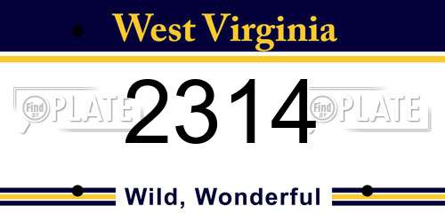 2314 West Virginia License Plate