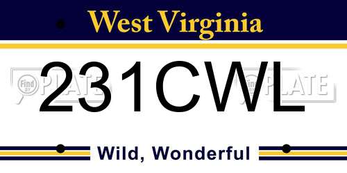 231CWL West Virginia License Plate