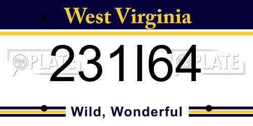 231I64 West Virginia License Plate
