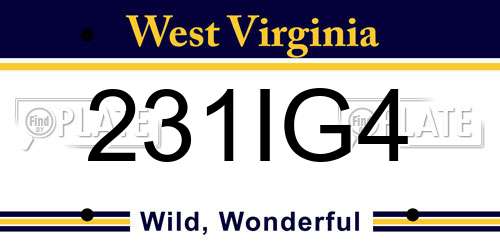 231IG4 West Virginia License Plate