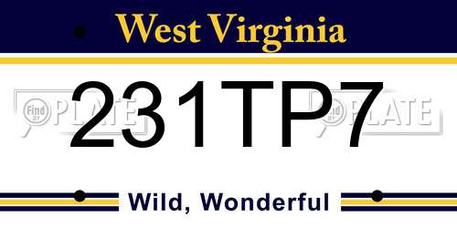 231TP7 West Virginia License Plate