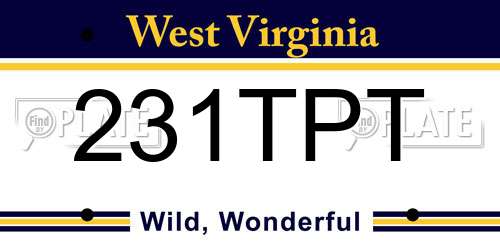 231TPT West Virginia License Plate